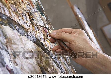 Artist Painting With Palette Knife View Large Photo Image Stock Photograph - Artist Painting With Palette Knife. Fotosearch