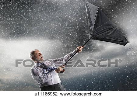 Businessman struggling to keep hold of inside-out umbrella in storm View Large Photo Image Stock Image - Businessman struggling to keep hold of inside-out umbrella in storm. Fotosearch