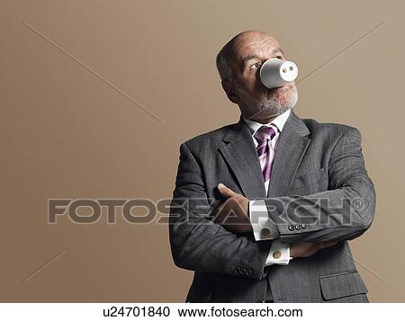 Businessman Wearing Plastic cup as Pig Snout View Large Photo Image Stock Image - Businessman Wearing Plastic cup as Pig Snout. Fotosearch