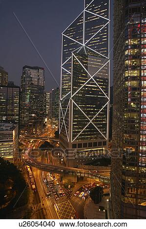 China, Hong Kong, New Bank of China and street, elevated view View Large Photo Image Stock Image - China, Hong Kong, New Bank of China and street, elevated view. Fotosearch