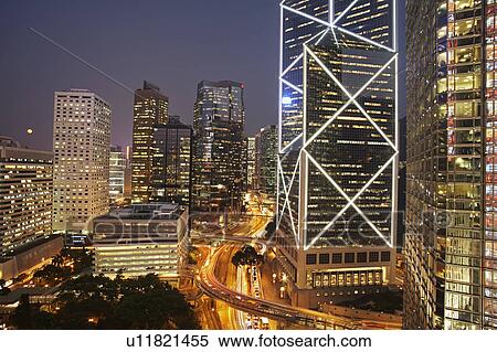 China, Hong Kong, New Bank of China and street, elevated view View Large Photo Image Stock Photography - China, Hong Kong, New Bank of China and street, elevated view. Fotosearch