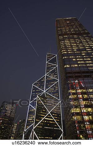 China, Hong Kong, New Bank of China illuminated at night, low angle view View Large Photo Image Stock Image - China, Hong Kong, New Bank of China illuminated at night, low angle view. Fotosearch