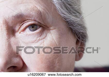 Close up of elderly woman's face View Large Photo Image Stock Photo - Close up of elderly woman's face. Fotosearch