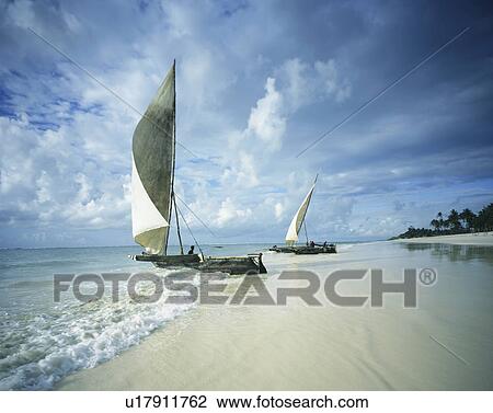Stock Image - Fishing Boats on Beach. Fotosearch