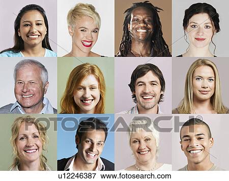 Group of headshots arranged in grid View Large Photo Image Stock Photo - Group of headshots arranged in grid. Fotosearch