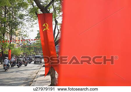 Hammer and Sickle on Banners Along Road View Large Photo Image Stock Image - Hammer and Sickle on Banners Along Road. Fotosearch