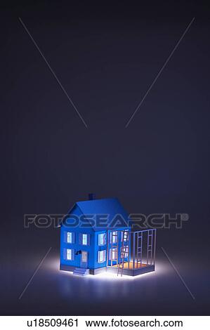 Illuminated model of house View Large Photo Image Stock Image - Illuminated model of house. Fotosearch
