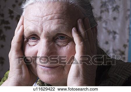 Stock Image - Russia, portrait of senior woman. Fotosearch