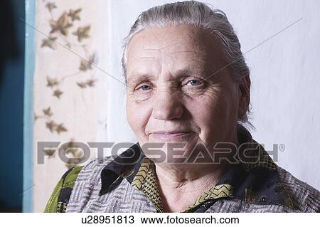 Stock Image - Russia, portrait of senior woman. Fotosearch