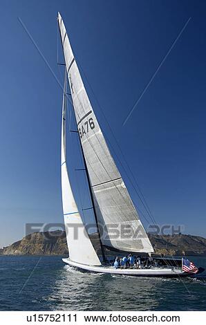 Stock Image - Sailboat on ocean. Fotosearch
