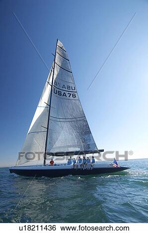 Stock Photograph - Sailboat on ocean. Fotosearch