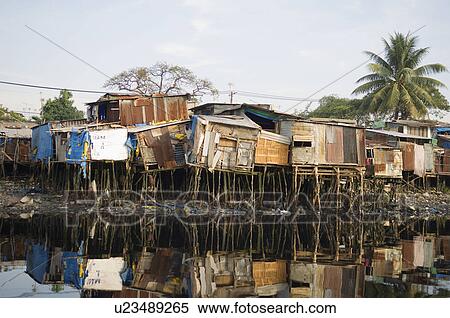 Shantytown Along River View Large Photo Image Stock Photography - Shantytown Along River. Fotosearch