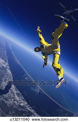 Skydiver free falling, portrait View Large Photo Image Stock Image - Skydiver free falling, portrait. Fotosearch