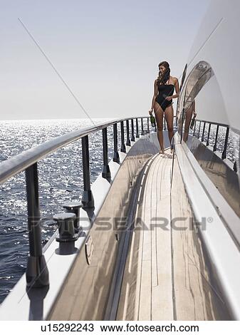 Woman on Deck of Boat View Large Photo Image Stock Image - Woman on Deck of Boat. Fotosearch