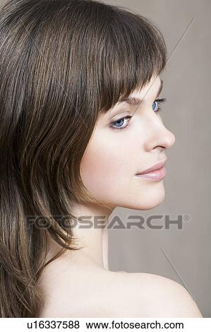 Young Brunette Woman View Large Photo Image Stock Photo - Young Brunette Woman. Fotosearch