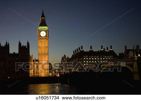 Big Ben and the Houses of Parliament at night. View Large Photo Image Picture - Big Ben and the Houses of Parliament at night.. Fotosearch