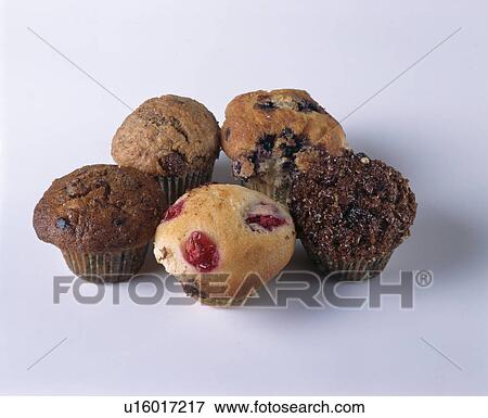 Stock Photo - Close-up of a variety of home-made muffins. Fotosearch