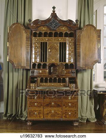 Stock Image - Close-up of antique Georgian bureau. Fotosearch
