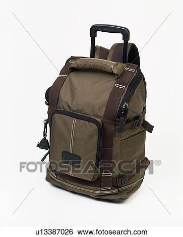 Close-up of black rucksack on wheels View Large Photo Image Stock Photograph - Close-up of black rucksack on wheels. Fotosearch