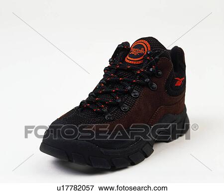 Stock Photo - Close-up of black trainer shoe. Fotosearch