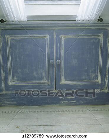 Close-up of blue dragged paint effect cupboard View Large Photo Image Stock Photo - Close-up of blue dragged paint effect cupboard. Fotosearch