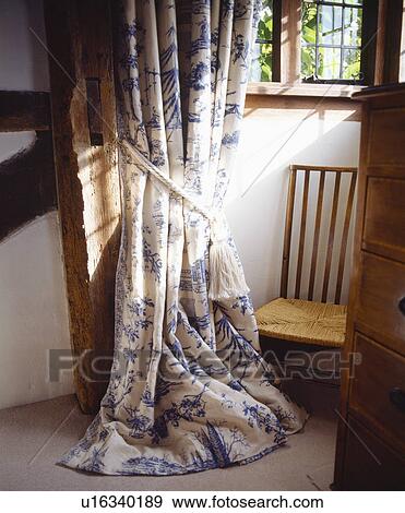 Close-up of blue+white curtains View Large Photo Image Stock Photo - Close-up of blue+white curtains. Fotosearch