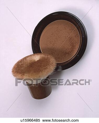 Stock Photography - Close-up of brush with pot of powder blusher. Fotosearch