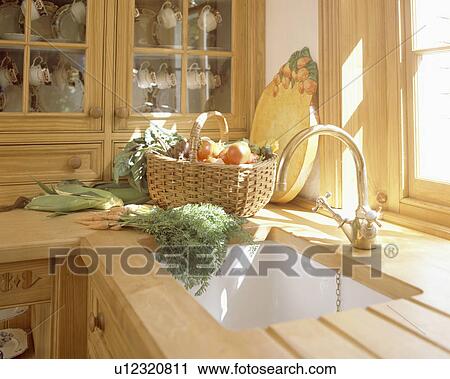 Close-up of chrome mixer tap and underset white ceramic sink in wooden worktop View Large Photo Image Stock Image - Close-up of chrome mixer tap and underset white ceramic sink in wooden worktop. Fotosearch