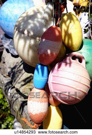 Close-up of colourful plastic fishermen's floats View Large Photo Image Stock Image - Close-up of colourful plastic fishermen's floats. Fotosearch
