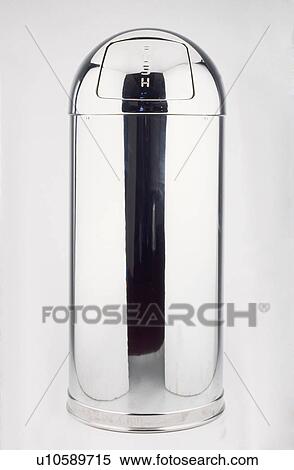 Close-up of domed stainless-steel waste-bin View Large Photo Image Stock Photography - Close-up of domed stainless-steel waste-bin. Fotosearch
