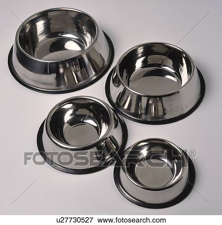 Close-up of four circular stainless-steel dog-food bowls View Large Photo Image Stock Photo - Close-up of four circular stainless-steel dog-food bowls. Fotosearch