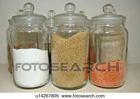 Close-up of glass jars of lentils and sugar View Large Photo Image Stock Photography - Close-up of glass jars of lentils and sugar. Fotosearch