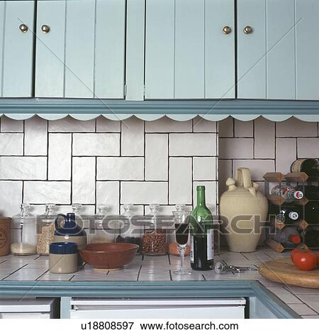 Close-up of glass jars on worktop View Large Photo Image Stock Photo - Close-up of glass jars on worktop . Fotosearch