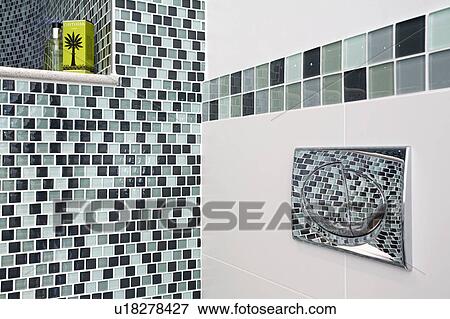 Close-up of glass mosaic tiled wall View Large Photo Image Stock Photo - Close-up of glass mosaic tiled wall. Fotosearch