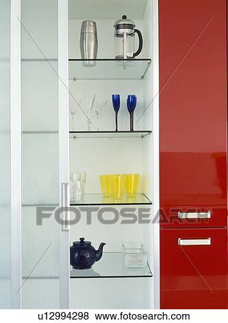 Pictures Of Close Up Glass Shelves In Cupboard With Sliding Close Up Of Glass Shelves In Cupboard With Sliding Door