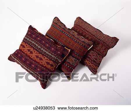 Close-up of Kelim-covered cushions View Large Photo Image Stock Image - Close-up of Kelim-covered cushions. Fotosearch