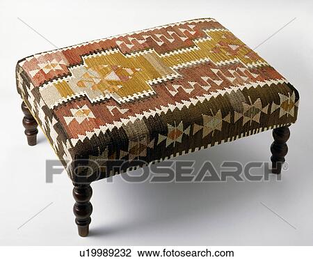 Close-up of Kelim-upholstered stool View Large Photo Image Stock Image - Close-up of Kelim-upholstered stool. Fotosearch