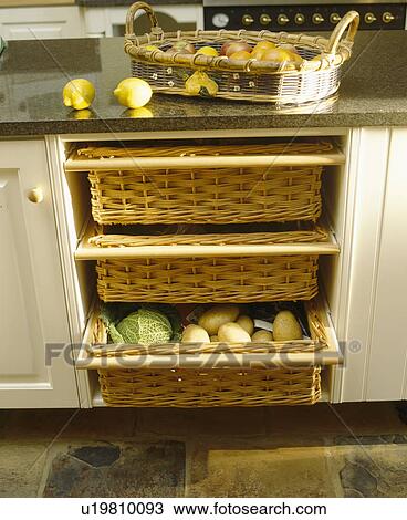 Close-up of kitchen storage baskets View Large Photo Image Stock Image - Close-up of kitchen storage baskets. Fotosearch
