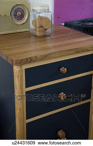 Close-up of kitchen unit with elm worktop View Large Photo Image Stock Photo - Close-up of kitchen unit with elm worktop. Fotosearch