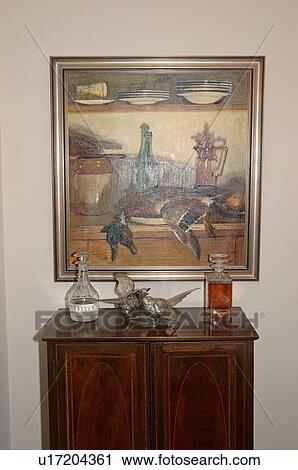 Close-up of large painting above antique cupboard View Large Photo Image Stock Image - Close-up of large painting above antique cupboard. Fotosearch