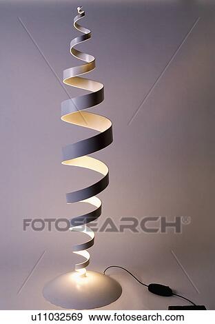 Close-up of modern spiral lamp View Large Photo Image Stock Photo - Close-up of modern spiral lamp. Fotosearch