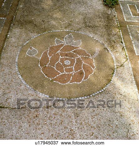 Stock Photo - Close-up of mosaic rose in path. Fotosearch