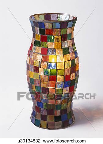 Stock Image - Close-up of mosaic stained-glass lantern. Fotosearch