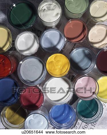 Close-up of multi-coloured paints in glass jars View Large Photo Image Picture - Close-up of multi-coloured paints in glass jars. Fotosearch