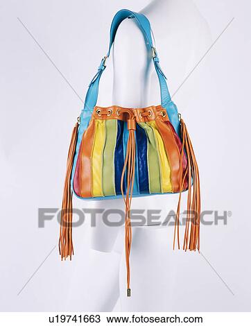 Close-up of multi-coloured striped leather hand-bag View Large Photo Image Stock Image - Close-up of multi-coloured striped leather hand-bag. Fotosearch