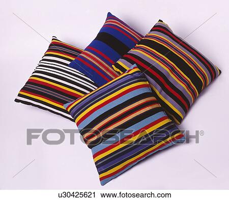 Close-up of multi-coloured striped cushions View Large Photo Image Stock Image - Close-up of multi-coloured striped cushions. Fotosearch