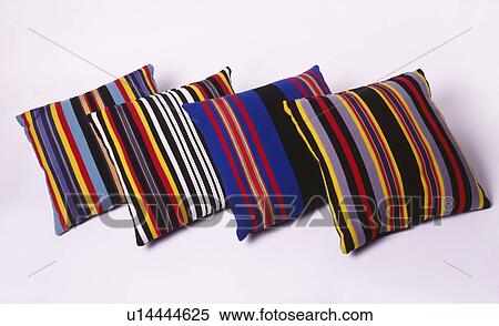 Close-up of multi-coloured striped cushions View Large Photo Image Stock Photography - Close-up of multi-coloured striped cushions. Fotosearch