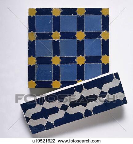 Close-up of old patterned blue and black+white tiles View Large Photo Image Stock Image - Close-up of old patterned blue and black+white tiles. Fotosearch