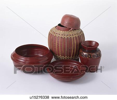 Close-up of ornamental polished wood pots and bowls View Large Photo Image Stock Photo - Close-up of ornamental polished wood pots and bowls. Fotosearch