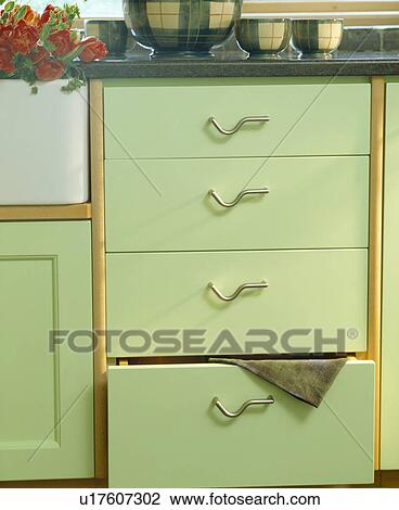 Close-up of pastel green kitchen drawers View Large Photo Image Stock Image - Close-up of pastel green kitchen drawers. Fotosearch